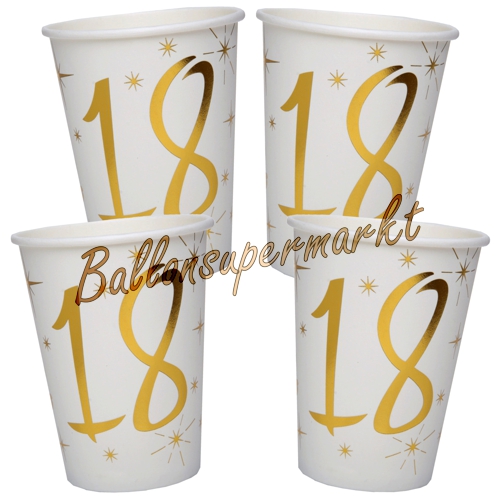 Partybecher-Zahl-18-Gold-Partydekoration-zum-18.-Geburtstag-Tischdeko-Volljaehrigkeit