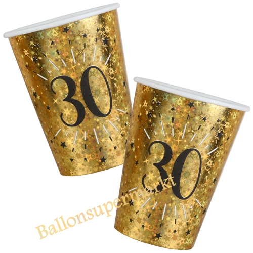 Partybecher-holografisch-Gold-Zahl-30-Partydekoration-zum-30.-Geburtstag-Tischdeko