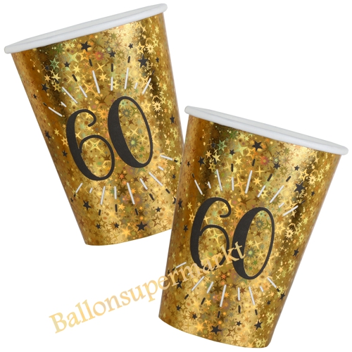 Partybecher-holografisch-Gold-Zahl-60-Partydekoration-zum-60.-Geburtstag-Tischdeko