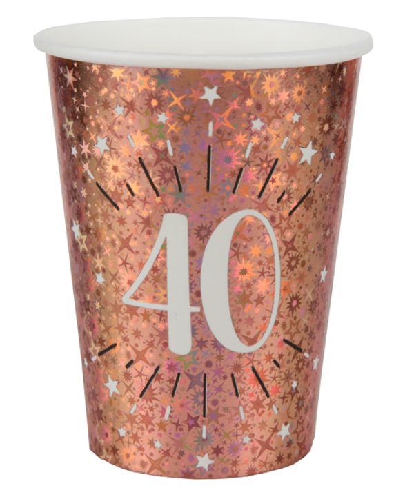 Partybecher-rosegold-sparkling-Zahl-40-Partydekoration-zum-40.-Geburtstag-Tischdeko