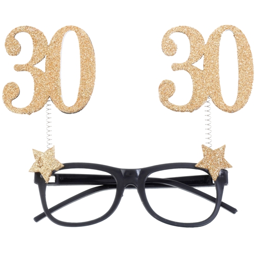 Partybrille-Zahl-30-Gold-Glitter-Spassbrille-zum-30.-Geburtstag-Gagartikel
