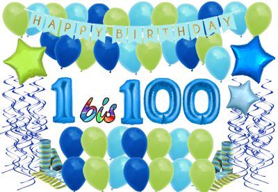 Partydekoration und Luftballons zu Geburtstagen von 1 bis 100