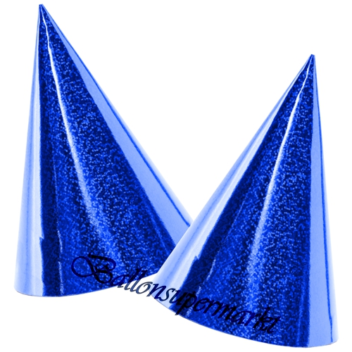 Partyhuetchen-Blau-holografisch-Partydekoration-Geburtstagsdeko