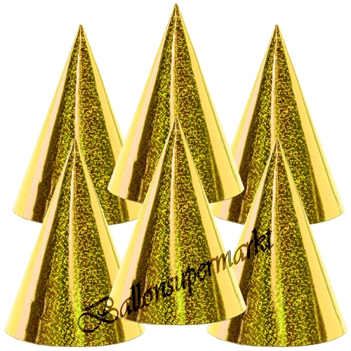 Partyhuetchen-Gold-holografisch-Partydekoration-Geburtstagsdeko-Hut