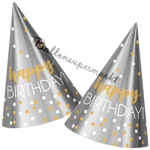 Partyhuetchen-Happy-Birthday-Gold-und-Silber-Geburtstag-Kindergeburtstag-Partydeko