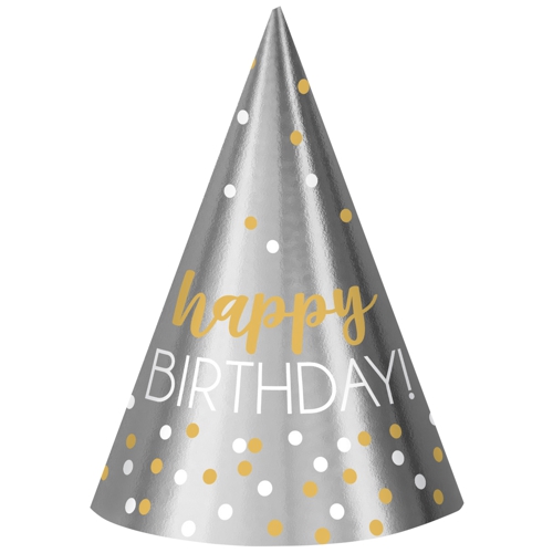 Partyhuetchen-Happy-Birthday-Gold-und-Silber-Geburtstag-Kindergeburtstag