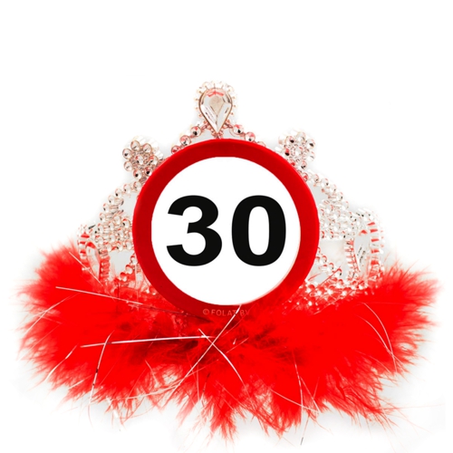 Partykrone-30.-Geburtstag-Verkehrsschilder-30-Partydekoration-Krone-zur-Geburtstagsparty