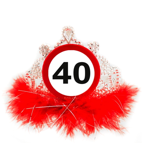 Partykrone-40.-Geburtstag-Verkehrsschilder-40-Partydekoration-Krone-zur-Geburtstagsparty