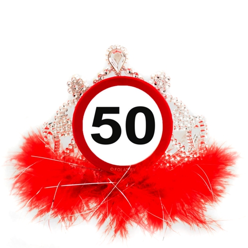 Partykrone-50.-Geburtstag-Verkehrsschilder-50-Partydekoration-Krone-zur-Geburtstagsparty
