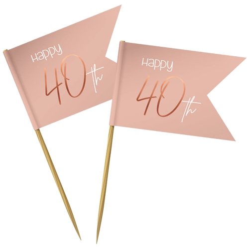 Partypicker-Elegant-Lush-Blush-40-Dekoration-zum-40.-Geburtstag-Partydeko-Deko-Picks