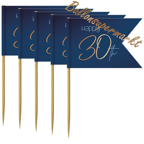 Partypicker-Elegant-True-Blue-30-Dekoration-zum-30.-Geburtstag-Partydeko-Deko-Picks