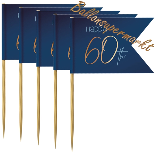Partypicker-Elegant-True-Blue-60-Dekoration-zum-60.-Geburtstag-Partydeko-Deko-Picks
