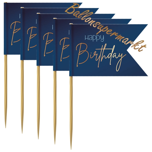 Partypicker-Elegant-True-Blue-Happy-Birthday-Dekoration-zum-Geburtstag-Partydeko-Deko-Picks