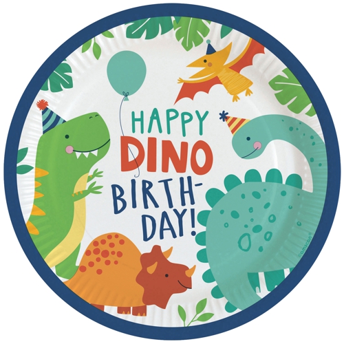 Partyteller-Dino-Mite-Partydekoration-Dinosaurier-Tischdeko-zum-Kindergeburtstag-T-Rex-Geburtstag