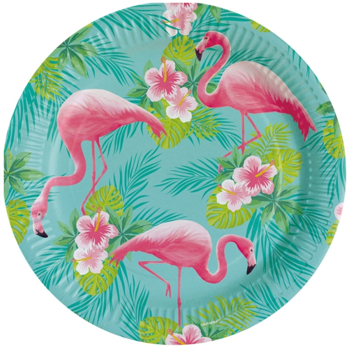Partyteller-Flamingo-Paradise-Partydeko-Tischdekoration-Mottoparty-Flamingo-Hawaii-tropisch-Geburtstag