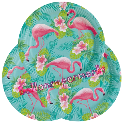 Partyteller-Flamingo-Paradise-Partydeko-Tischdekoration-Mottoparty-Flamingo-Hawaii-tropisch