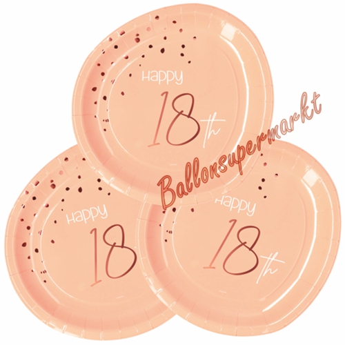 Partyteller-Happy-18th-Elegant-Lush-Blush-Tischdekoration-zum-18.-Geburtstag-Partydekoration