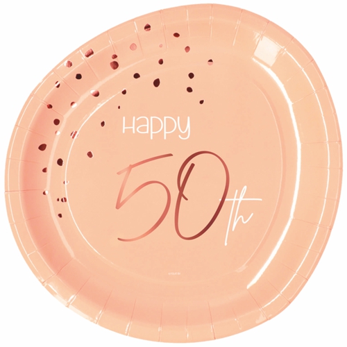 Partyteller-Happy-50th-Elegant-Lush-Blush-Tischdekoration-zum-50.-Geburtstag-Partydeko