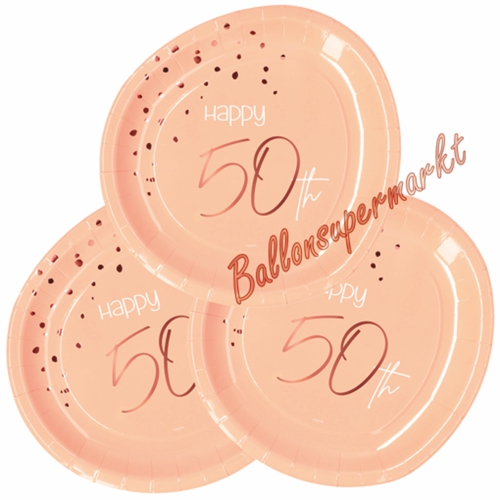 Partyteller-Happy-50th-Elegant-Lush-Blush-Tischdekoration-zum-50.-Geburtstag-Partydekoration