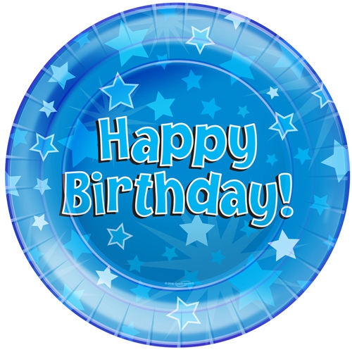 Partyteller-Happy-Birthday-Blau-Partydeko-Tischdekoration-zum-Kindergeburtstag-Junge