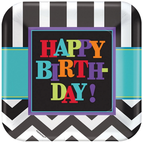 Partyteller-Happy-Birthday-Chevron-Tischdekoration-zum-Geburtstag-Partydeko