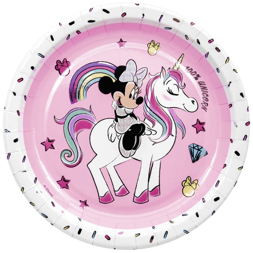 Partyteller-Minnie-Maus-Einhorn-Partydekoration-Kindergeburtstag-Minnie-Unicorn-Tischdeko-Disney