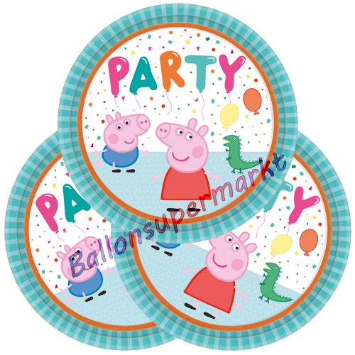 Partyteller-Peppa-Wutz-Partydekoration-Tischdeko-zum-Kindergeburtstag-Peppa-Pig-Pappteller