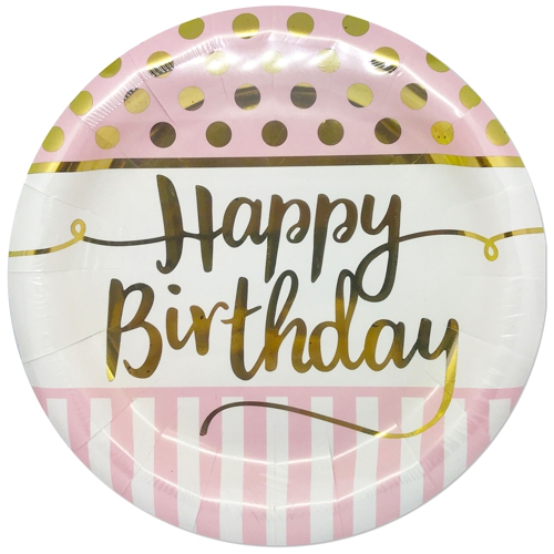 Partyteller-Pink-Chic-Happy-Birthday-Dekoration-Geburtstagsparty-Partydekoration-zum-Geburtstag-Tischdeko