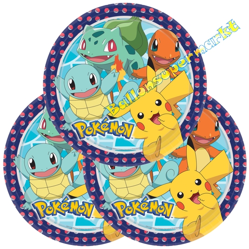 Partyteller-Pokemon-Partydekoration-Pikachu-Tischdeko-zum-Kindergeburtstag-Pappteller