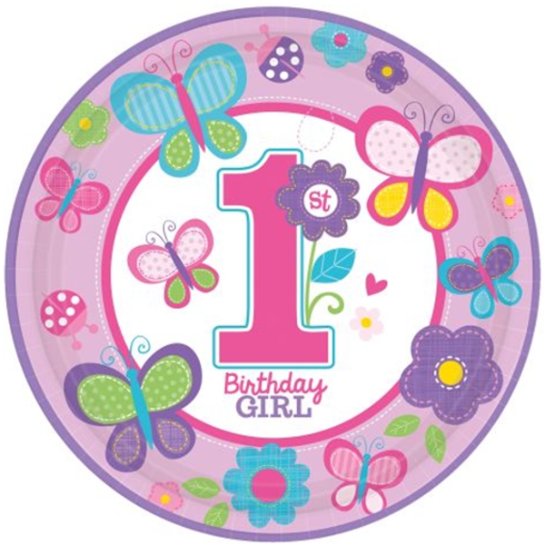 Partyteller-zum-1-Kindergeburtstag-Maedchen-Sweet-Birthday-Girl-Partydekoration