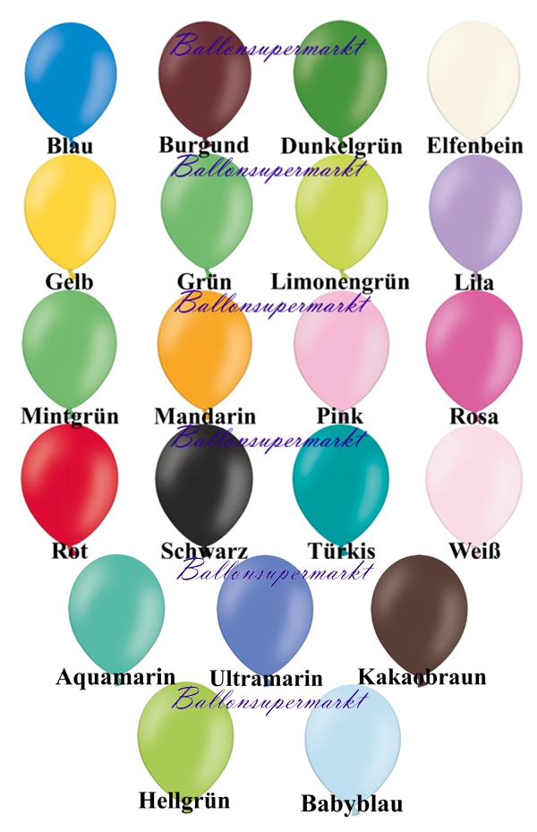 Farben der Premium Luftballons 30-33 cm