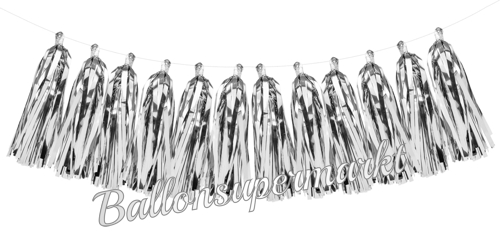 Quasten-Girlande-Silber-Dekoration-Tassel-Girlande-zur-Festdekoration-Geburtstag-Silber-Hochzeit-Silvester