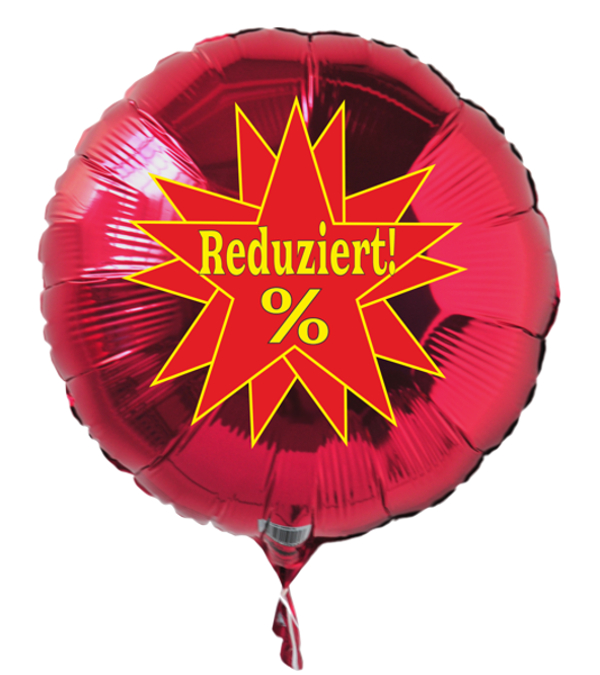 Reduziert-Prozente-StarLuftballon-aus-folie-in-Rot-mit-Ballongas-Helium