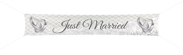 Riesenbanner-Just-Married-Ringe-Hochzeit-Dekoration-Hochzeitsfeier