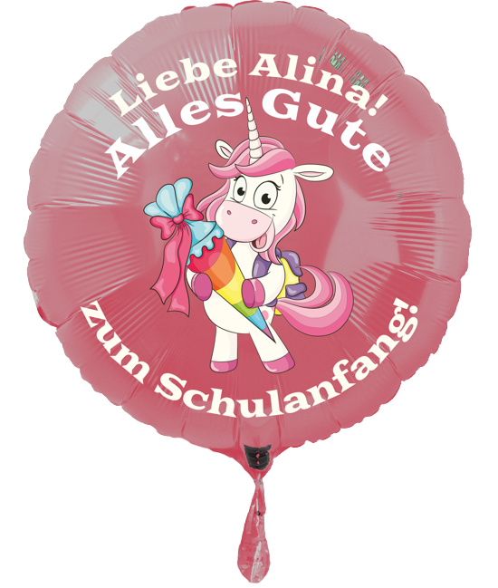 Rosa-Luftballon-mit-Einhorn-zum-Schulanfang-personalisiert-mit-Namen