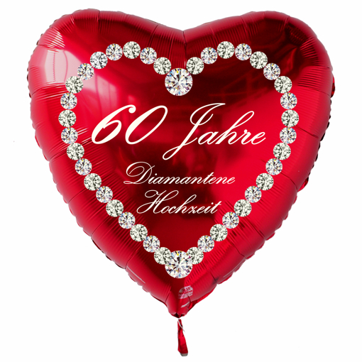 Roter Herzluftballon "60 Jahre Diamantene Hochzeit ...