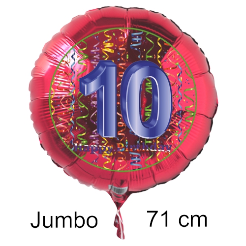 Rundluftballon-auf-rund-rot-71-cm-Zahl-10-mit-Helium