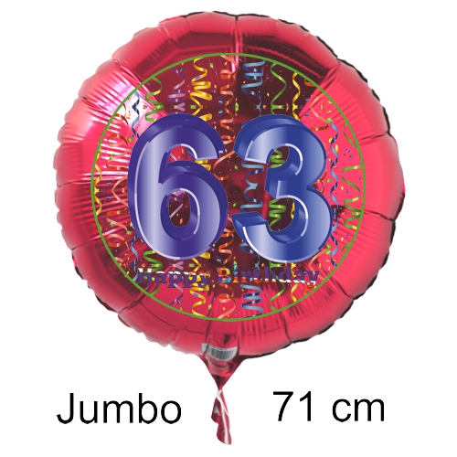 Rundluftballon-auf-rund-rot-71-cm-Zahl-63-mit-Helium