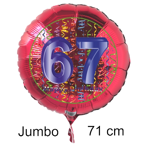 Rundluftballon-auf-rund-rot-71-cm-Zahl-67-mit-Helium