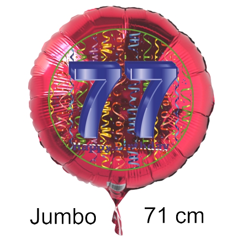 Rundluftballon-auf-rund-rot-71-cm-Zahl-77-mit-Helium
