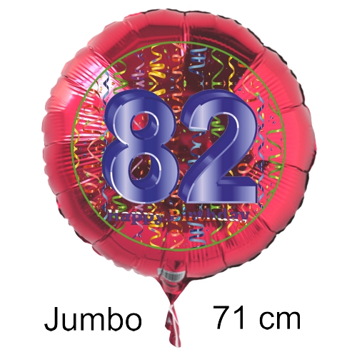 Rundluftballon-auf-rund-rot-71-cm-Zahl-82-mit-Helium