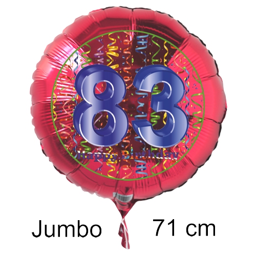 Rundluftballon-auf-rund-rot-71-cm-Zahl-83-mit-Helium