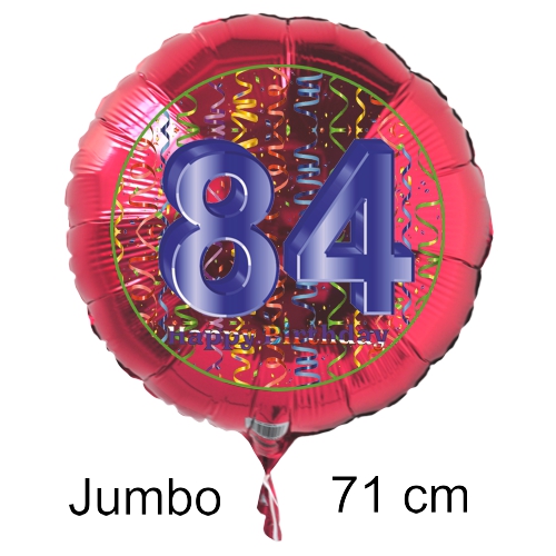Rundluftballon-auf-rund-rot-71-cm-Zahl-84-mit-Helium