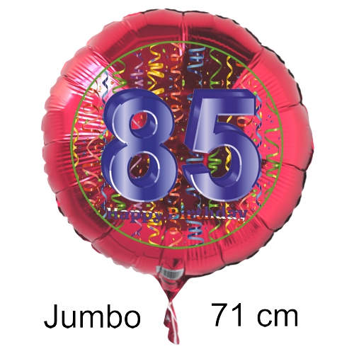 Rundluftballon-auf-rund-rot-71-cm-Zahl-85-mit-Helium