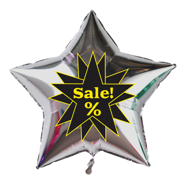 Sale-Prozente-Sternballon-aus-Folie-in-Silber-mit-Ballongas-Helium