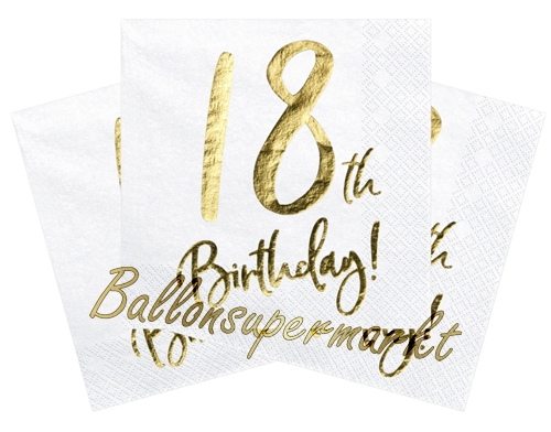 Servietten-18th-Birthday-Gold-Partydekoration-zum-18.-Geburtstag-Tischdeko
