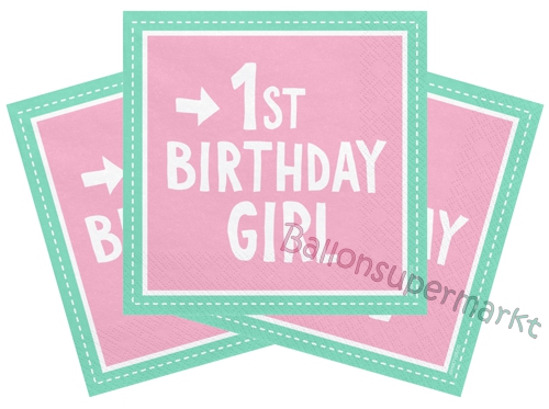 Servietten-1st-Birthday-Girl-Partydeko-Tischdekoration-zum-1-Geburtstag-Maedchen-rosa