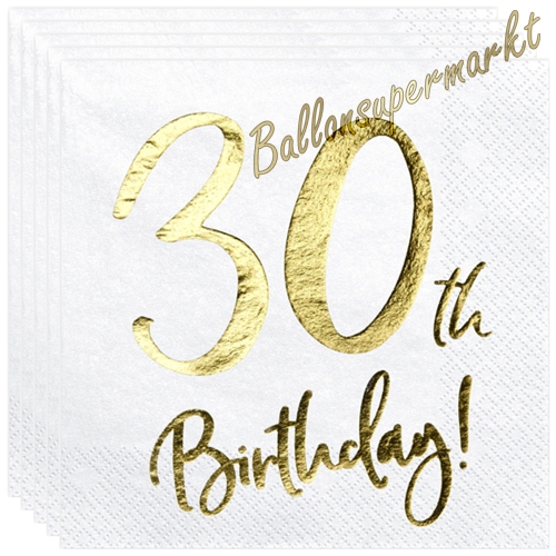 Servietten-30th-Birthday-Gold-Partydekoration-zum-30.-Geburtstag-Tischdekoration