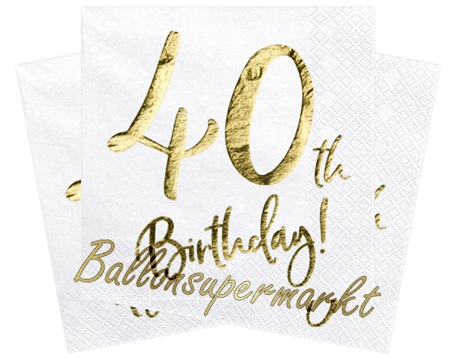 Servietten-40th-Birthday-Gold-Partydekoration-zum-40.-Geburtstag-Tischdeko