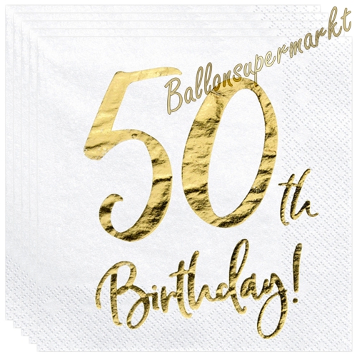 Servietten-50th-Birthday-Gold-Partydekoration-zum-50.-Geburtstag-Tischdekoration